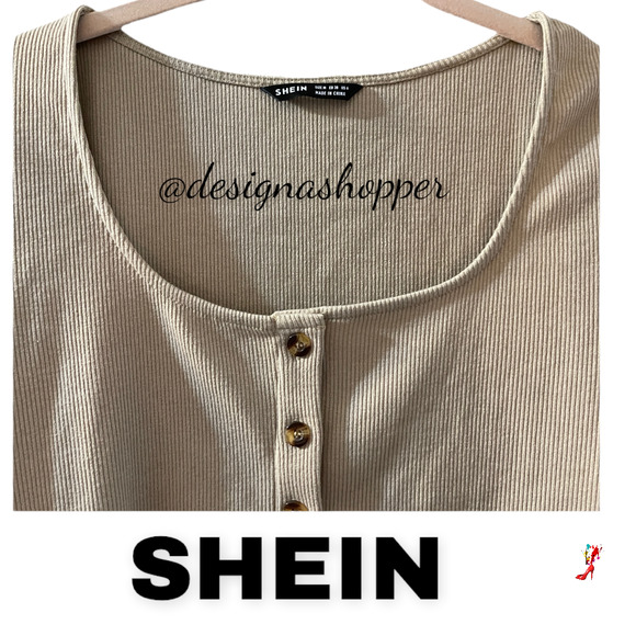 Shein Tan Ribbed Textured Button Down Crop Top Size Med - Picture 2 of 5
